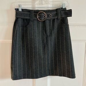 Mariloup Wolfe | Y2K Pinstripe Charcoal Mini Skirt with Belt